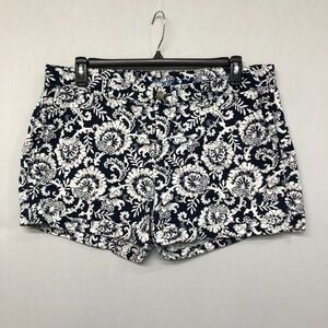 Khakis by Gap Women Girlfriend 4 Inch Shorts Floral Size 12 Blue & White